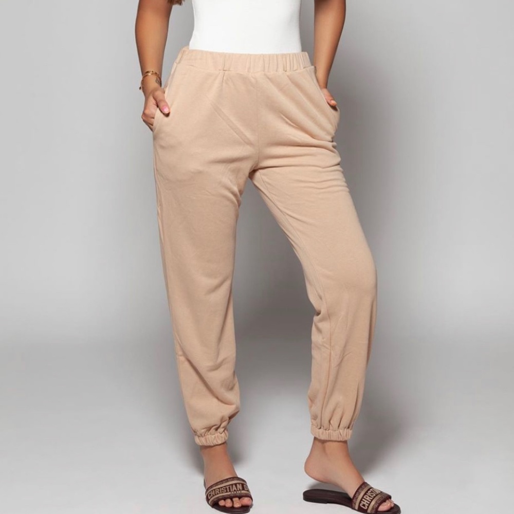Flamingo Khaki High Waist Joggers Small Brand New